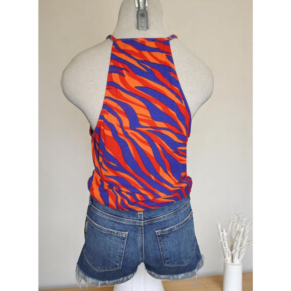 Eloquii Orange & Purple Zebra Print Halter Top – Size 14/16 - Picture 7 of 8